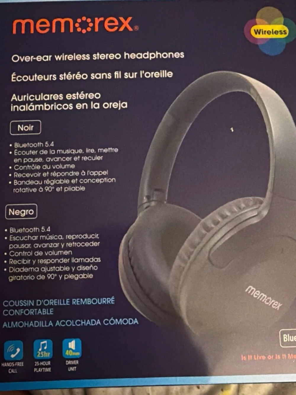Over-Ear Wireless Headphones — Black